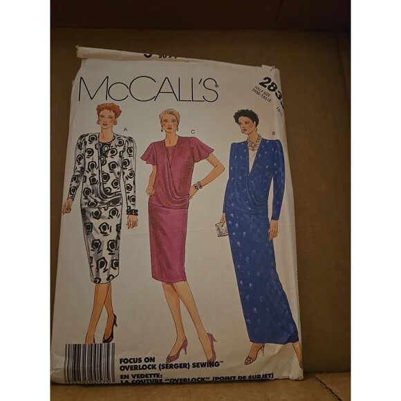 McCALLS 2833 B Sz 18. 5 Womens Sleeve Variation Dress or Gown Cut Sewing Pattern - Picture 1 of 4